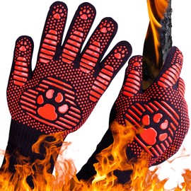 UBeesize Lengthen BBQ Gloves (Bear Paw), 1472°F Heat Resistant Grill Gloves, 14 inch Fireproof Oven Gloves for Cooking, Non-Slip Fire Gloves for Grilling, Barbecue, Smoker, Baking, Frying