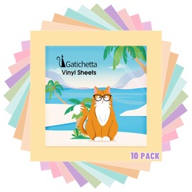 Gatichetta Pastel Adhesive Vinyl Bundle, 12"x12"|10-Sheet Soft Boho Assorted Color Craft Vinyl Pack for Decor Sticker, Car Decal, Scrapbooking, Signs