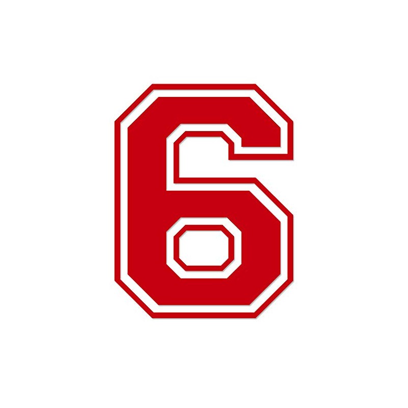 Applicable Pun Varsity Number 6 - Vinyl Decal - Red