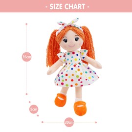 Lullaberry 35cm Snuggle Cutie Bella - Soft Cuddly Plush Doll Gift for Girls - Cuddly Rag Doll - Orange