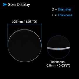 CoCud Watch Glass Crystal Lens, 27mm Diameter 0.8mm Thick, Round Flat Mineral Ultra-Clear Watch Glass Replacements - (Applications: for Watchmaker DIY Repairs)