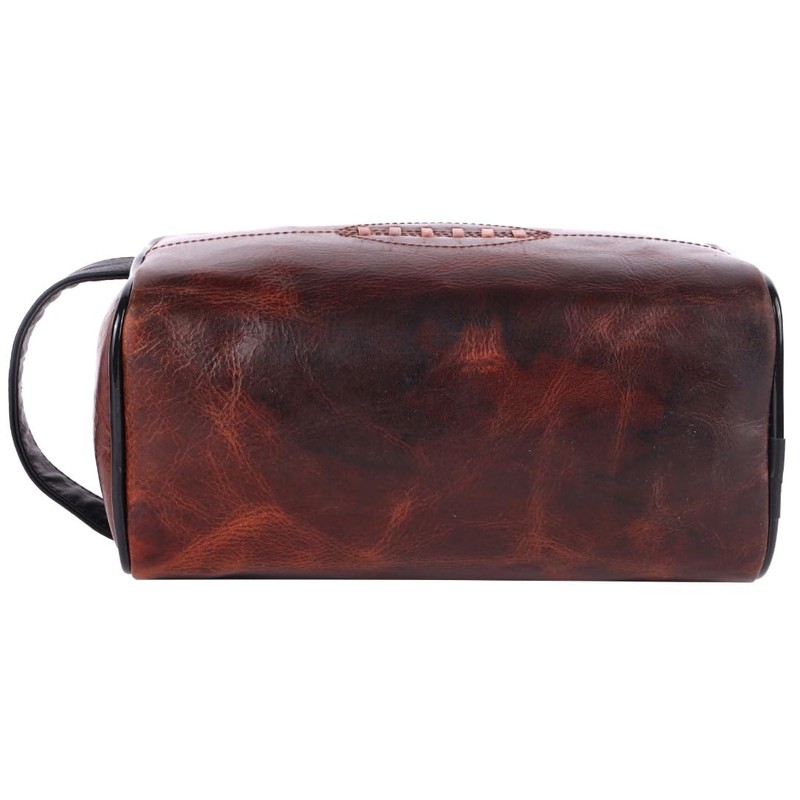 SPORTGIFTZ Buffalo Leather Rugby Wash Bag Durable Toiletry Bag for