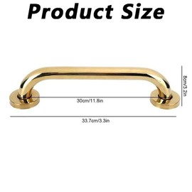 Earssa 12 Inch Grab Bars for Bathtubs and Showers, Stainless Steel Bathroom Grab Bar Handle, Bathroom Shower Balance Bar,Safety Hand Rail Support,Handicap Elderly Senior Assist Bath Handle (Gold)