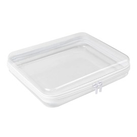 1 x transparent hard case with zip, PVC storage bags for toys, toy storage bag, toy storage, for building blocks, puzzles, cosmetics and more (25 x 20 x 5.3 cm)