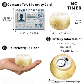 FURORA LIGHTING Small Gold Glittery Real Wax Flameless Candles, Pack of 3 – LED Flickering Small Round Candles, 2.4” x 1.6”, Battery Included, Ideal for Home Decor