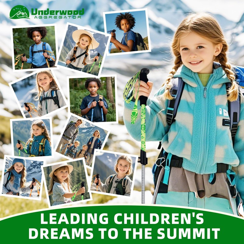 Collapsible Hiking Poles for Kids - 2 Pack Aluminum Trekking