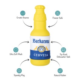 Fringe Studio "BARKARONA Rubber Dog Toy with Plush Exterior, Pet Shop Collection (519026)