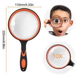 Fousenuk Magnifying Glass Large 100 mm, Reading Magnifying Glass, High Clarity, Lightweight, Shatterproof Handheld Magnifying Glass, Non-Slip Handle Magnifying Glass for Seniors, Children, Jewelers,