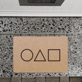 speecheese Doormat in 40 x 60 cm without border with series motif squid circle triangle square South Korea game a great decoration for the house entrance or TV room for series junkies