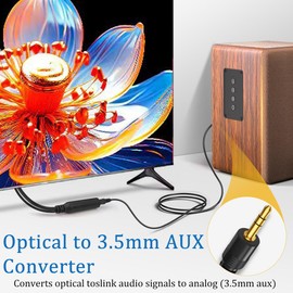Convertidor óptico DAC de 192 KHz a 3.5 mm, cable de audio óptico a adaptador AUX, un solo modo de SPDIF a cable adaptador auxiliar para transferencia de audio de TV a AUX, formato de audio de TV debe