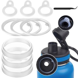runrayay 3 Sets Water Bottle Gasket Replacement with a Tweezers for Thermoflask 24/32/40/64Oz Insulated Stainless Steel Water Bottle Lid - 3 Water Bottle Straw Lid, 3 Chug Lid & 3 Chug Spout