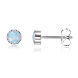 Titanium Earrings Hypoallergenic Women Men Girls G23 Titanium Stud Earrings Small Opal Stud Earrings 3/4/5 mm, Titanium, No Gemstone
