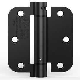 Treasem 1 Pack Self Closing Door Hinge, 3.5 Inch Spring Loaded Door Hinge, Adjustable Tension with 5/8'' Radius Corners, for Front, Back Doors, Left and Right Hand, UL Listed, Gloss Black