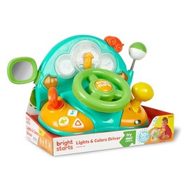 Bright Starts Volante de Juguete con Luces y Colores para Conductor con Sonidos de Automóvil para Juego de Simulación - Verde, 6 Meses en Adelante
