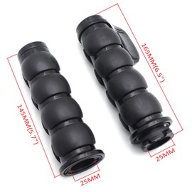 HTTMT TRHB114F-25-BK Black Rubber Hand Grips 1 inch 25mm Pair Compatible with Harley Davidson Softail Fat Boy FLSTF Kawasaki Vulcan Suzuki Intruder Road Star V Star