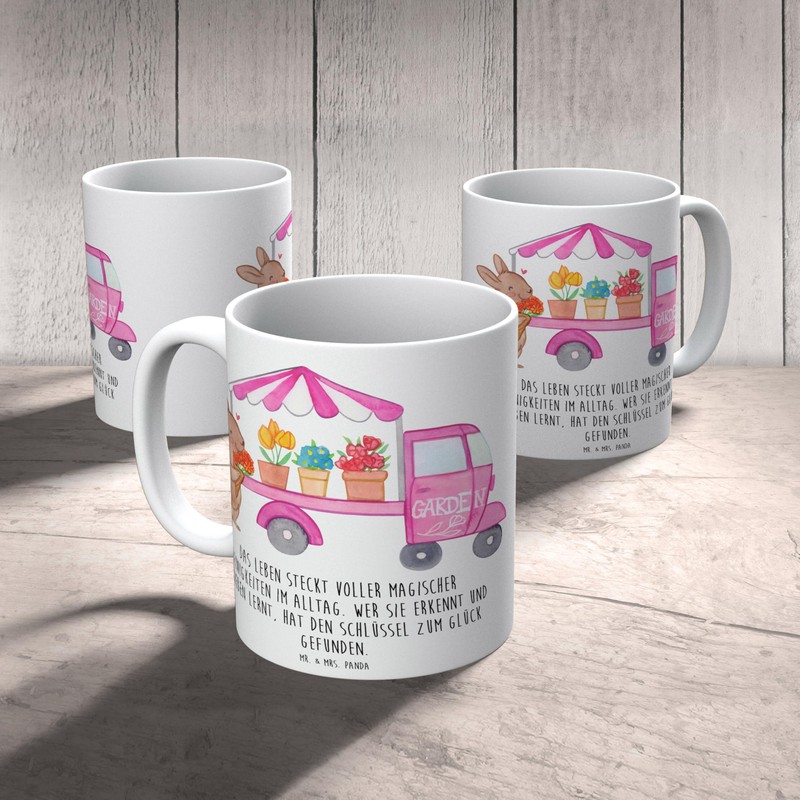 Mr. & Mrs. Panda Tasse Osterhase Blumenwagen - Ostergeschenke, Osterdeko,