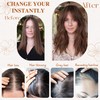 Hair Topper with Bangs 16 Inch Silver Cool Tone Wavy