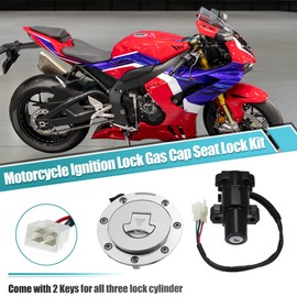 X AUTOHAUX 1 Set Motorcycle Ignition Switch Cylinder Fuel Gas Tank Cap Cover Lock Seat Lock w/ 2 Keys for Honda CBR600F4i CBR1000RR CBR1100XX CBR600RR CBR900RR CBR929RR CBR954RR Motor Bike