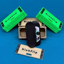 KickFlip Magnetic Fidget Skateboard - Snap & Flip Fun with 2 Magnetic Halves for Stress Relief, Focus, or Creative Tricks - Style: Skull w/crate