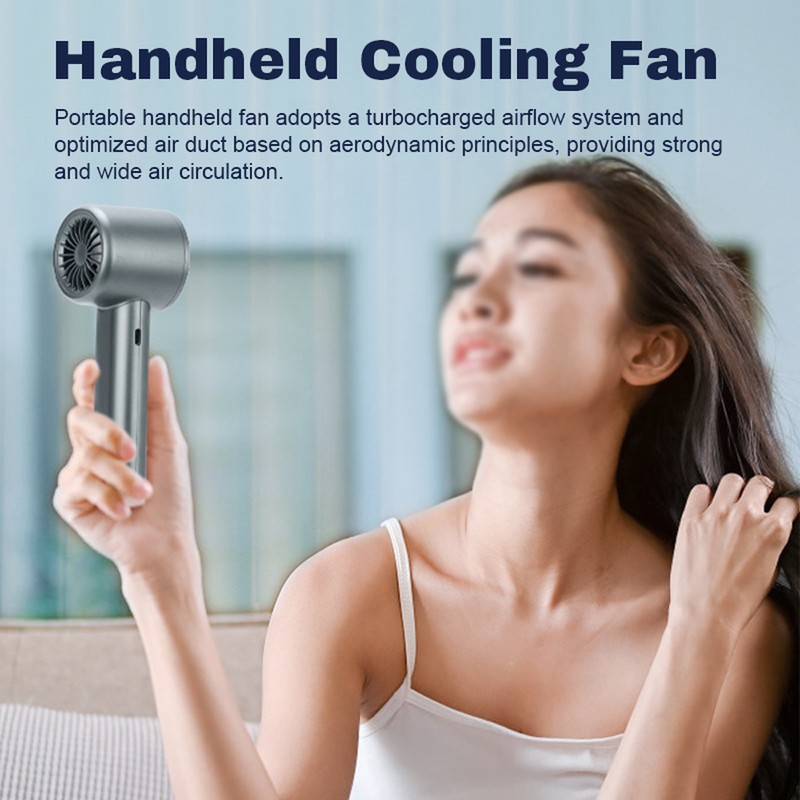 Handheld Fan High-Speed Portable Turbofan USB Rechargeable Electric Fan with