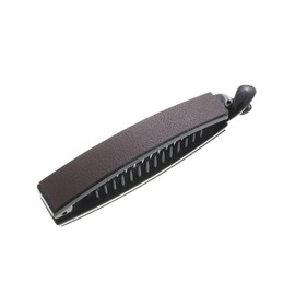 VINGTAINE Faux Leather Banana Clip Simple Hair Clip Mature Casual Office Brown H7397-BR-