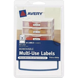 Avery Removable Multi-Use Labels, Blue Border, 3.5 x 1.25 Inches, Pack of 20