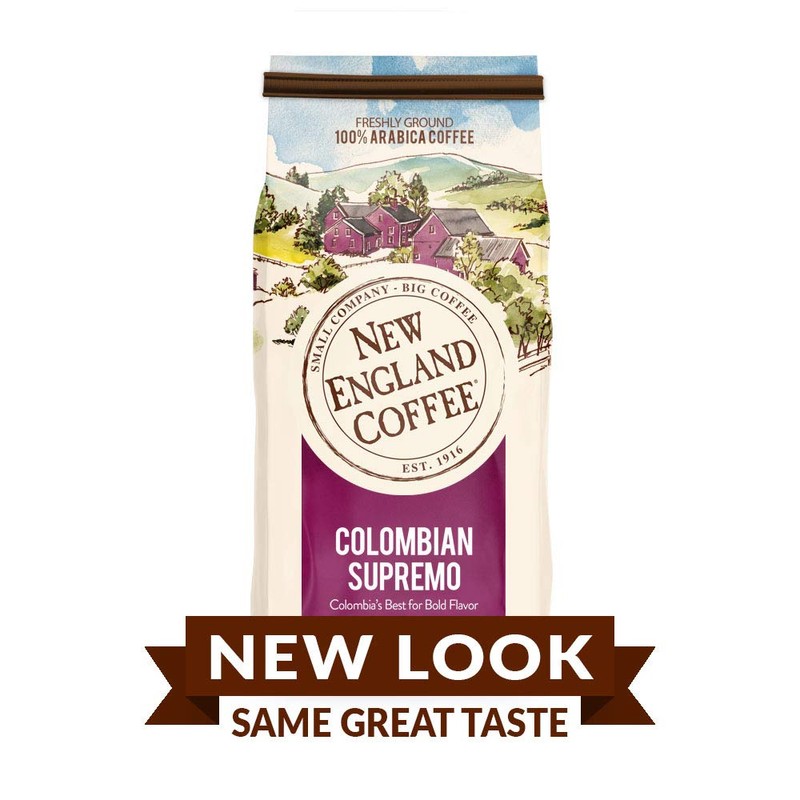 New England Coffee Colombian Supremo, Medium Roast Ground Coffee, 11