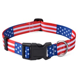 Mihqy American Flag Dog Cat Collar - Patriotic, US Flag Pattern, Star & Stripes, Fourth of July Dog Collar, Adjustable for Small Medium Large Dogs & Cat(Classic US,XS)