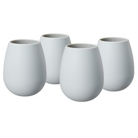 Unbreakable Silicone Stemless Wine Glassware | Set of 4 | Reusable & Shatterproof Tumbler Drinkware for Wine, Water, Cocktails, Champagne Glass for Parties, Camping, Beaches, Boats - (Light Grey)