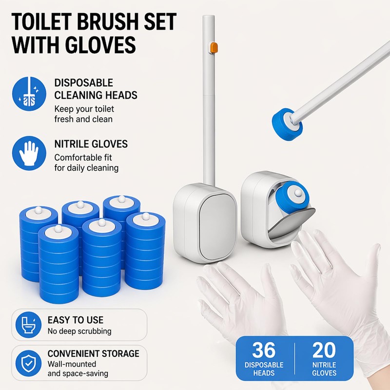 Disposable Toilet Brush Set - Disposable Toilet Wand - Cleaning