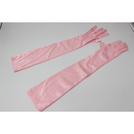 MEISHINE® Bridal Elbow Length Gloves Women Long Satin Stretch Gloves for Wedding Evening Event, pink