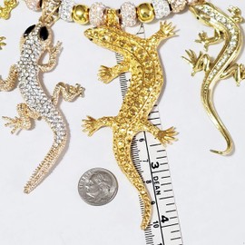 Claire Kern Creations Vintage Crystal Lizards Family Handmade Necklace Earrings Bracelet One of a Kind