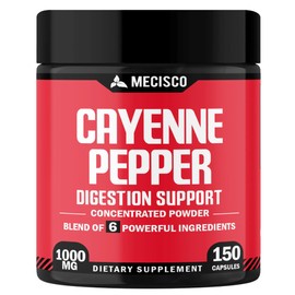 Mecisco Cayenne Pepper Capsules with Ginger Root, Beet Root, and Black Pepper and More - 150 Capsules - 6in1