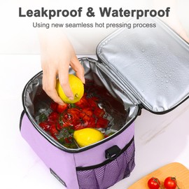 TIECHI Insulated Lunch Bag, Large Lunch Bag for Women Men Adults, Leakproof Cool Bag Lunch Box Kids with Adjustable Shoulder for Work Beach Picnic Camping School (Purple)