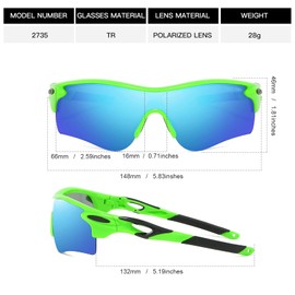 Bevi Polarized Sports Sunglasses Unbreakable TR90 Frame and UV 400 Protection for Men and Women Cycling Running Driving Golf…