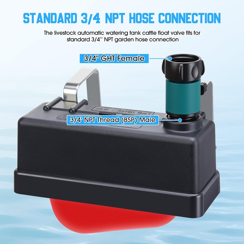Threlaco 2 Set Water Tank Float Valve with 3/4" Hose