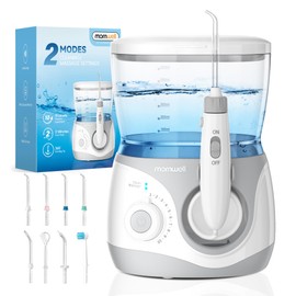 Mornwell Water Dental Flosser for Teeth, 2 Modes and 10 Adjustable Pressure Oral Irrigator for Braces, 8 Multi-Functional Tips for Family, Multiple Users, Home Use, White