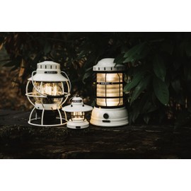 Barebones Forest Lantern - Vintage and Rechargeable Battery Operated Lights - Adjustable Brightness Camping Lantern (Vintage White)