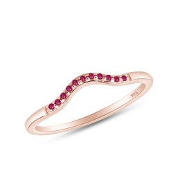 AFFY Round Cut Simulated Ruby Curved Wedding Band Ring in 14k Rose Gold Over Sterling Silver