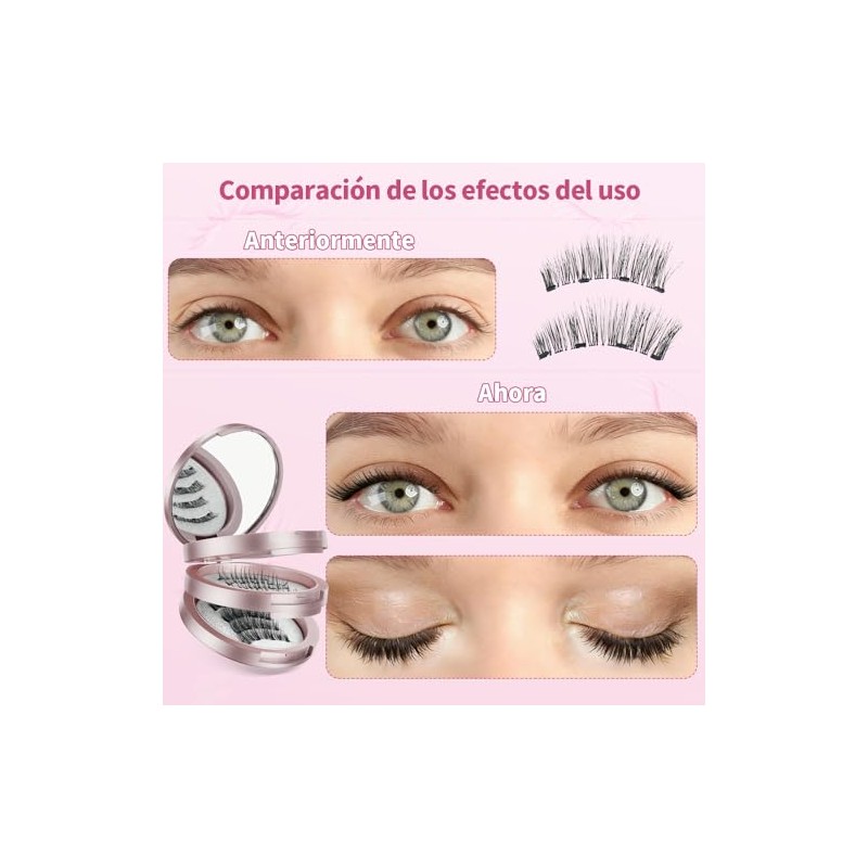 Kit de Pestañas Postizas Magnéticas,con Aplicador sin Pegamento y estuche