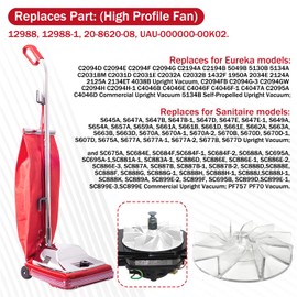 HASMX Plastic Impeller Motor Fan Vacuum Cleaner Replacement Part for Eureka Sanitaire 12988 Vacuum Cleaner Plastic Motor Fan # 12988 (4-Pack)