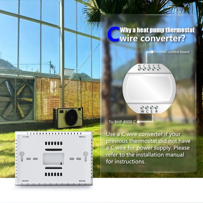 Heat Pump Room Thermostat Temperature Controller 4.8 Inch Color LCD