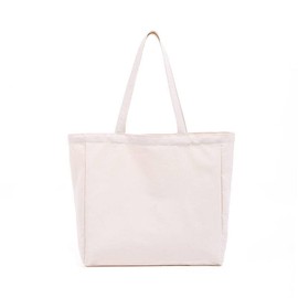 Rockytale Extra Heavy Duty #10 Duck Canvas Tote Bag Size 40x12x35cm Can Carry 30Kg Weight Good For Painting And Embroidery (White/Greige)
