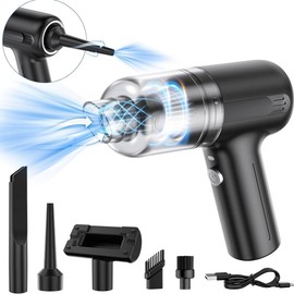 BANKKY Handheld Vacuum Cordless, 2 in 1 Mini Vacuum Cleaner with Brushless Motor 11000PA High Power and Type C, Car Vacuum Portable Cordless with LED Light and Multi-Nozzles for Car, Home, Office