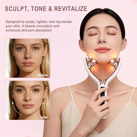 CXGRISE Wireless Facial Massager, 3D Roller Electric Facial Roller, Rechargeable V-Shape Sculpting & Puffiness Relief Tool, Face Roller Lymphatic Drai