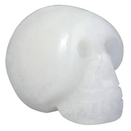 mookaitedecor 1 Inch White Jade Crystal Skull Sculpture Set of 5, Hand Carved Gemstone Statue Figurine Collectible Healing Reiki