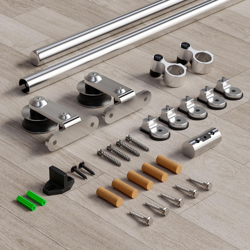 CCJH 7FT/84'' Stainless Steel Sliding Track Barn Door Hardware Kit