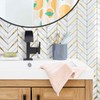 DICOFUN Polished White Marble PVC Mixed Metal Gold Herringbone Tile