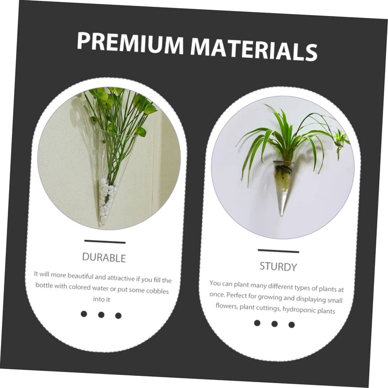 RORPOIR 2Pcs Wall-mounted Cone Vase Hydroponic Planter Clear Decorative Hanging