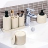 Beige Bathroom Accessory Set - 6 Pcs: Toothbrush Holder, Lotion
